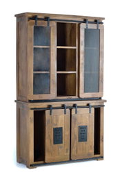 GINER Y COLOMER Armario de madera de mango y metal con 4 puertas correderas